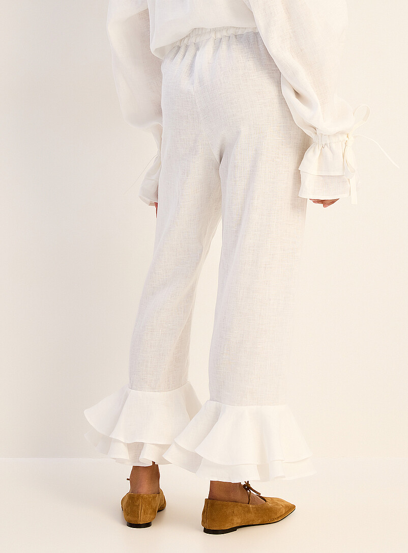 100% linen ruffled lounge pant with scarf | Sleeper | Shop Women's
