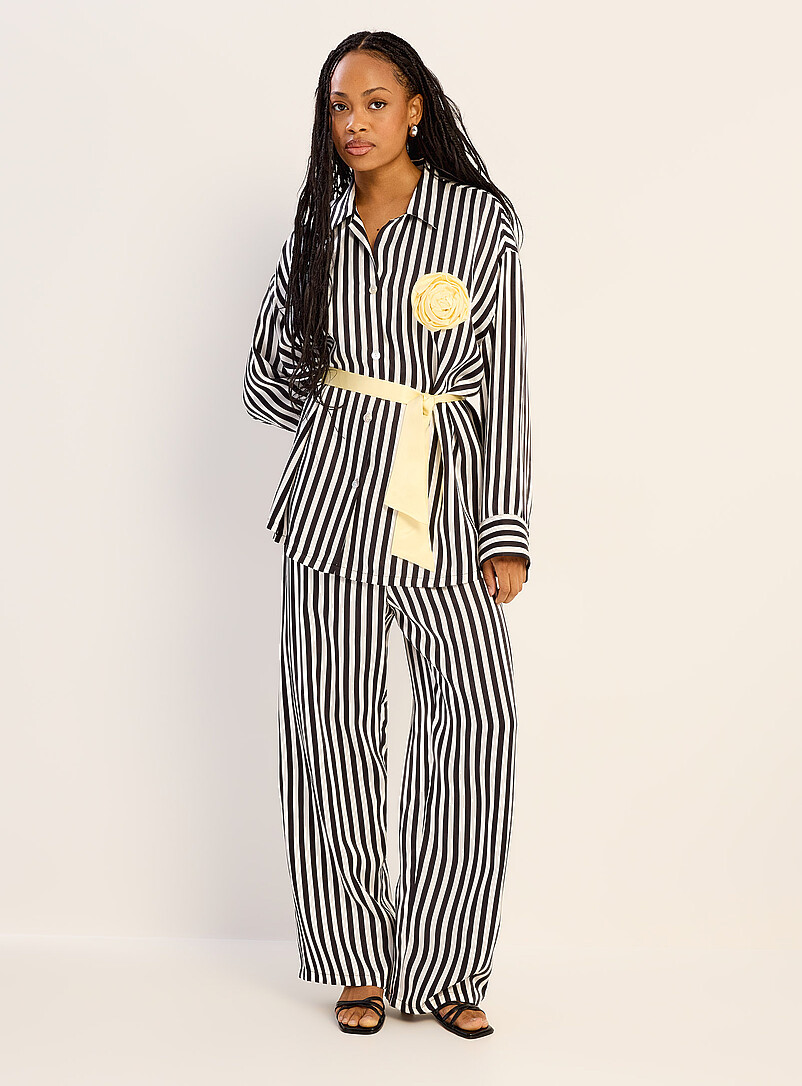 3D rose and stripe satiny pyjama set product image (primary)