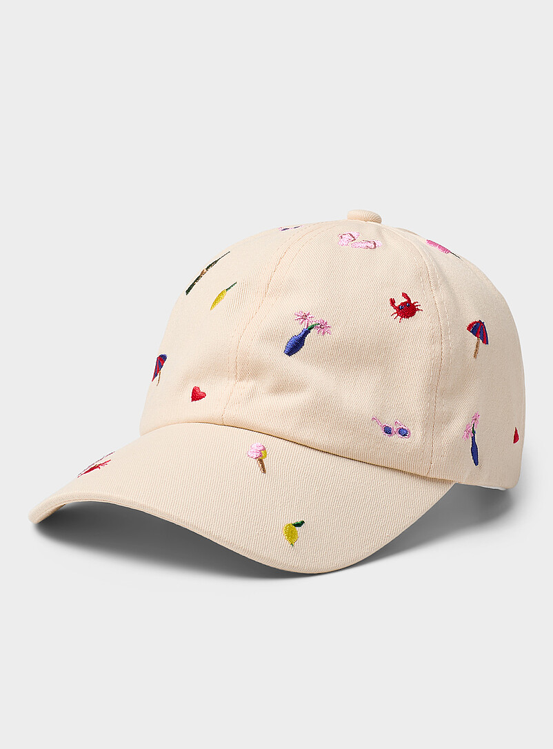 Simons: La casquette baseball pique-nique &agrave; la plage Ivoire - Beige cr&egrave;me pour femme