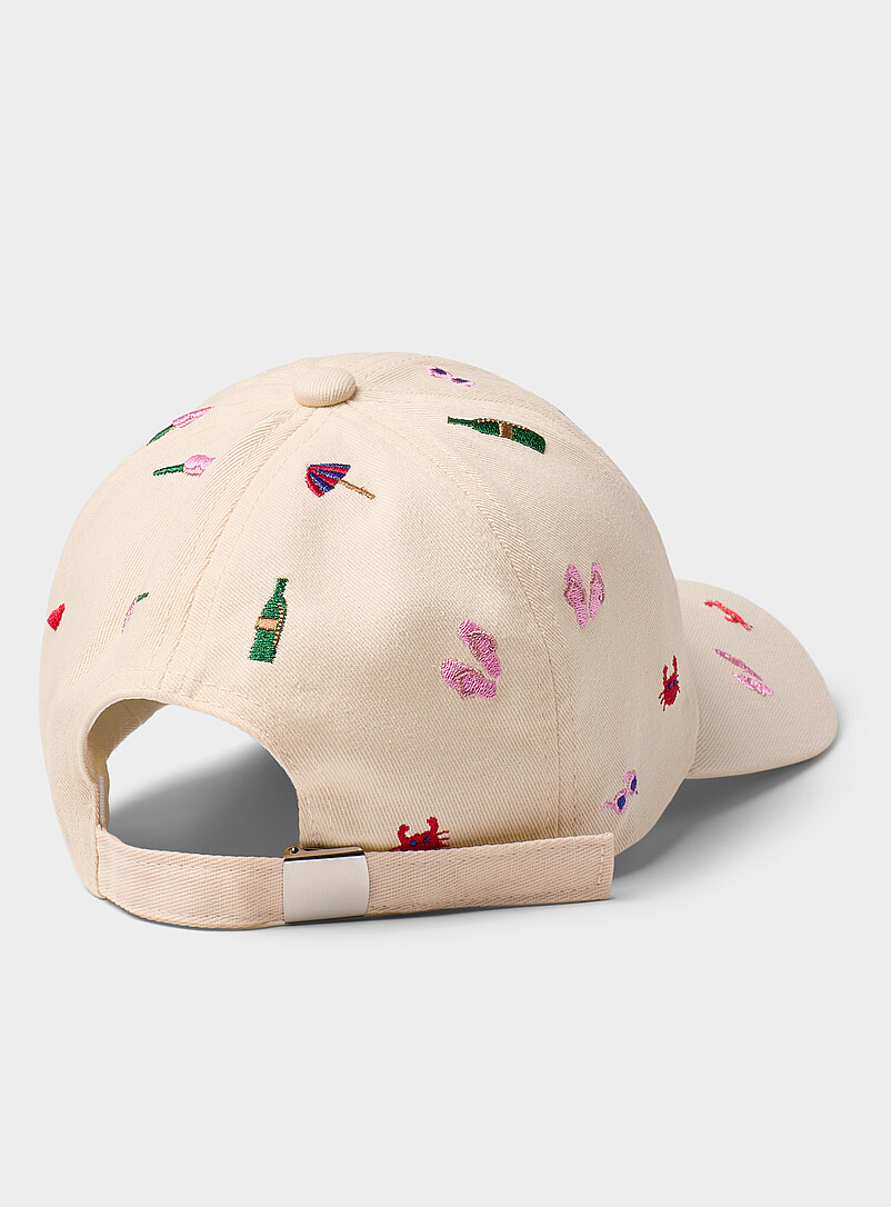 Simons Ivory/Cream Beige Beach picnic baseball cap for women