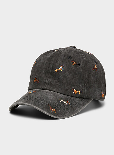 Embroidered dog faded baseball cap