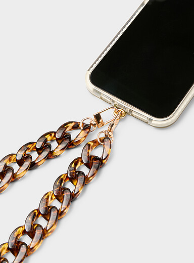Tortoiseshell chain phone shoulder strap