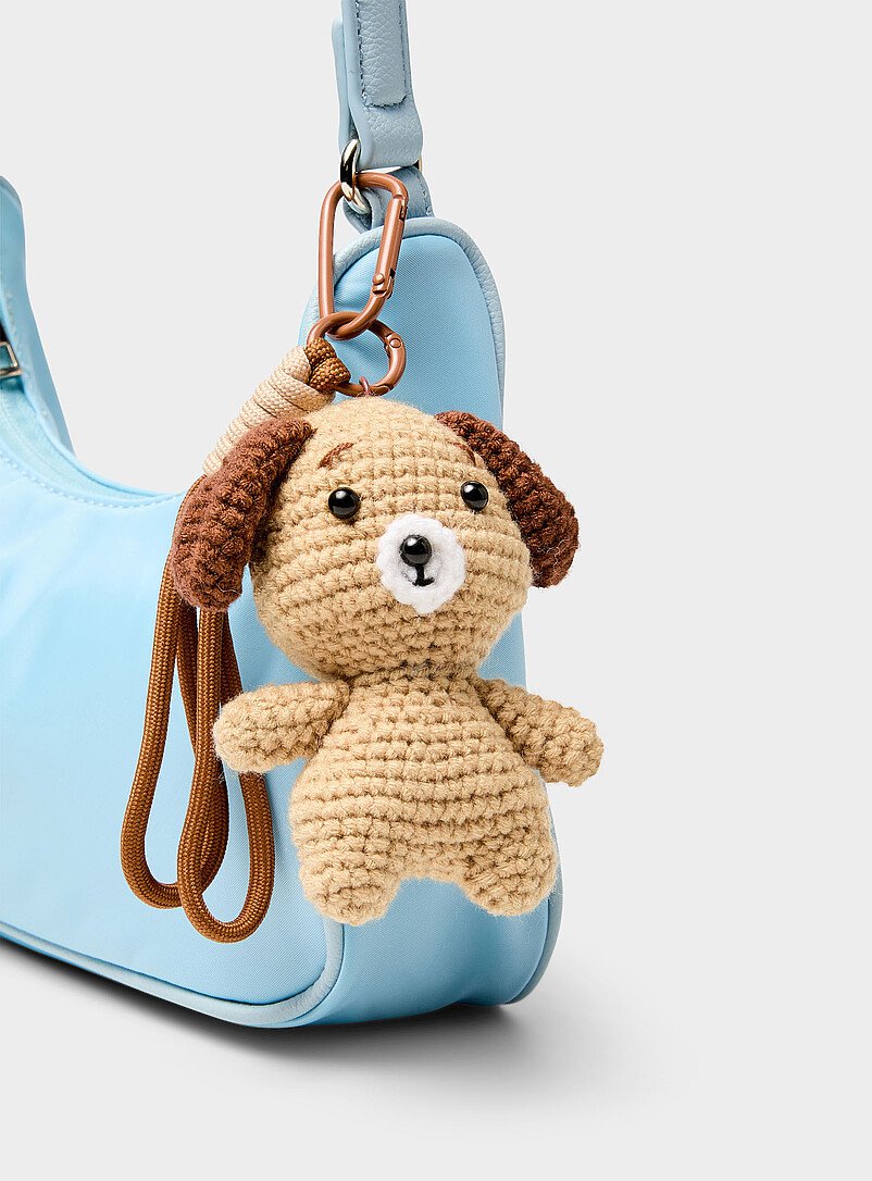 Standing dog crochet bag charm product image (primary)