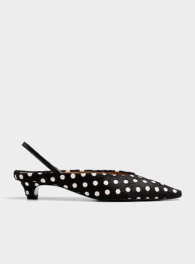 Maguire: L'escarpin cuir poilu &agrave; pois Floresta <b>Fait en Espagne</b> Femme Noir &agrave; motifs pour femme