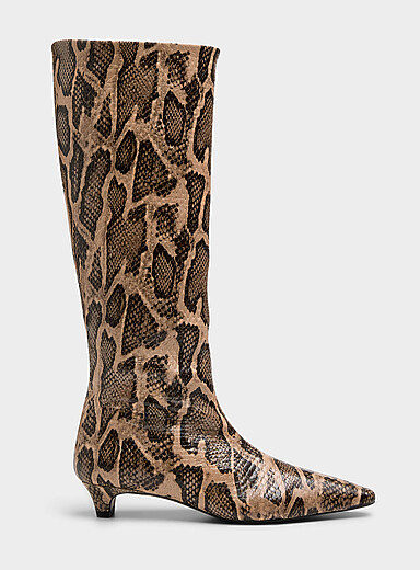 Maguire: La botte petit talon cuir serpent Novelda <b>Faite en Espagne</b> Femme Brun &agrave; motifs pour femme