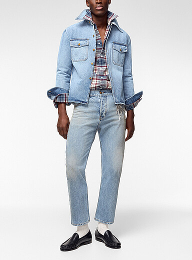Willy Chavarria Blue Chente dirty-looking faded straight-leg jean for men