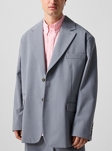 Willy Chavarria Grey Chilango oversized blazer for men
