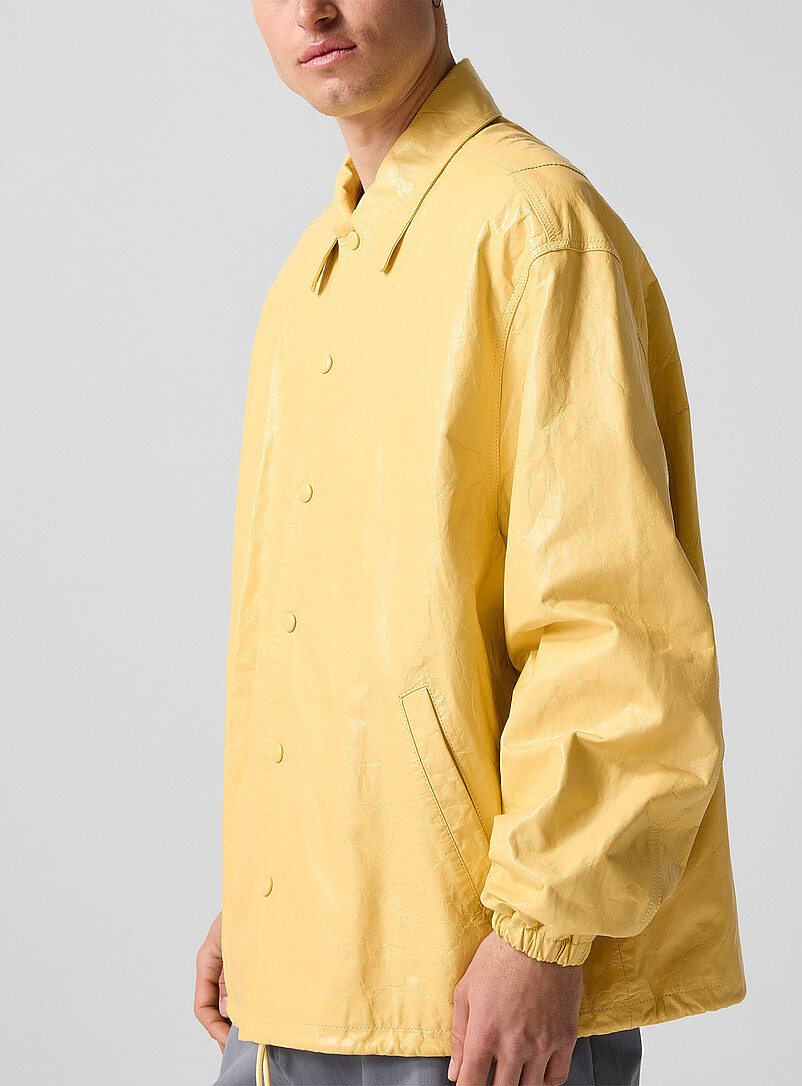 Willy Chavarria Golden Yellow Cracked leather trainer jacket for men
