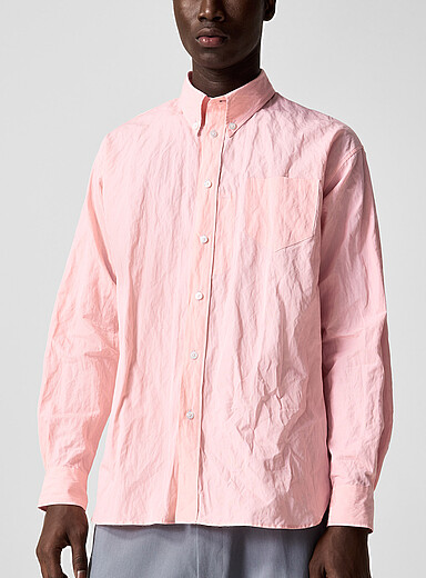Willy Chavarria: La chemise ample froiss&eacute;e Veterano Rose pour homme