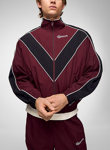 Willy Chavarria: La veste <i>track</i> chevrons Bad Boy Bourgogne pour homme