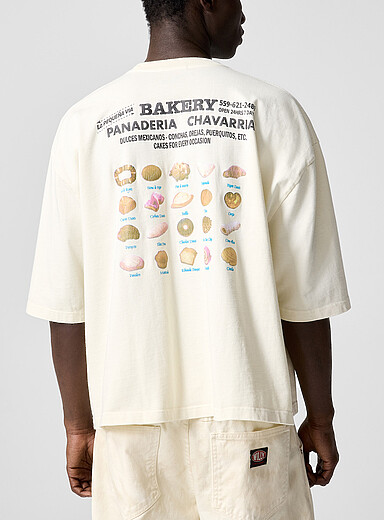 Willy Chavarria: Le t-shirt carr&eacute; imprim&eacute; Panaderia Chavarria Blanc pour homme