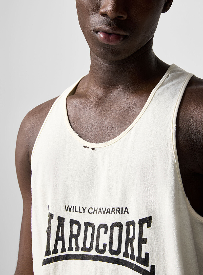 Hardcore racerback distressed tank top | Willy Chavarria | Shop