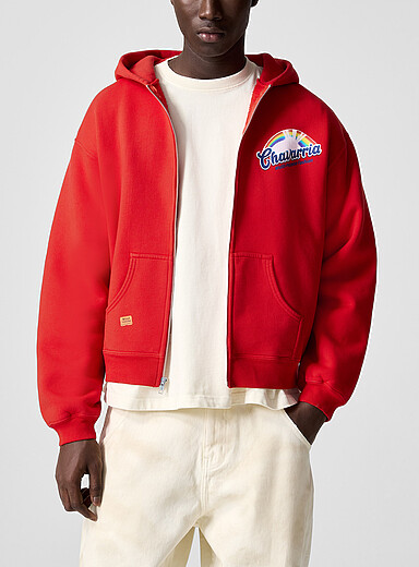 Willy Chavarria Red Fabuloso zip-up hood sweatshirt for men