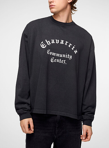Willy Chavarria Charcoal Community Center boxy-fit long-sleeve T-shirt for men
