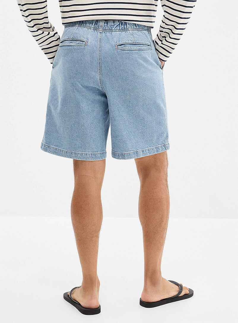 Le 31: Le bermuda denim souple <b>Longueur d'entrejambe : 18 cm (7 po)</b> Bleu p&acirc;le - Bleu ciel pour homme