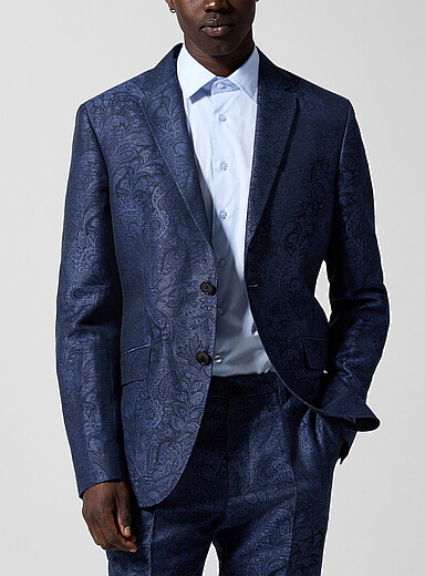 Etro: Le veston jacquard paisley outremer Bleu pour homme