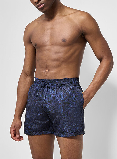 Etro Navy/Midnight Blue Paisley swim trunk for men