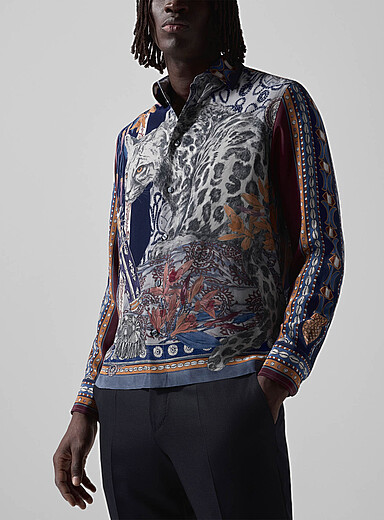 Etro: La chemise pure soie l&eacute;opard et fleurs Assorti pour homme