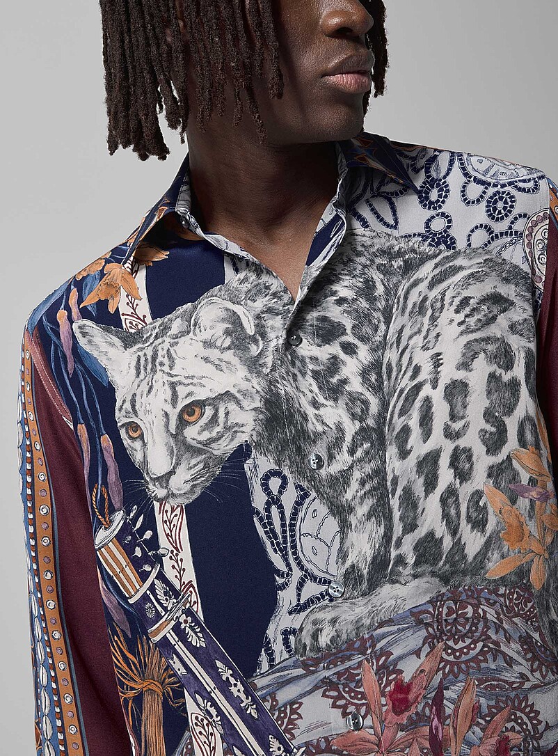 Hermès Chemise Soie Carpe Diem Motif Artistique Taille M