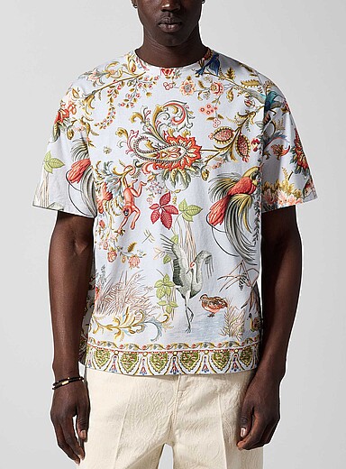 Etro Baby Blue Topical print T-shirt for men