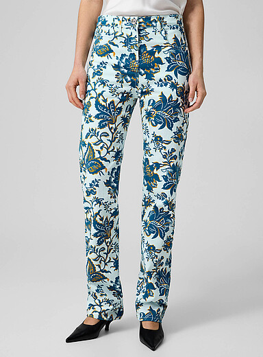 Etro Patterned Blue Straight-leg floral jean for women
