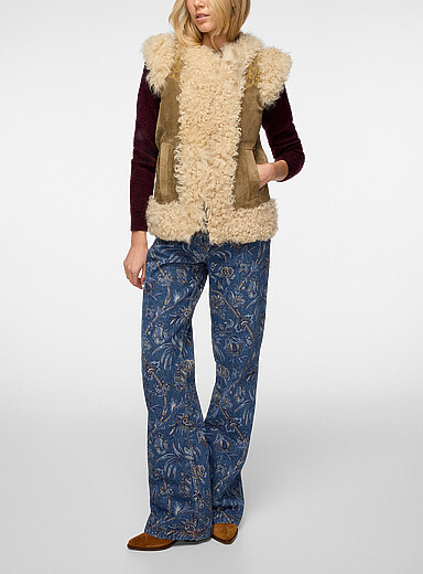 Floral-print jean