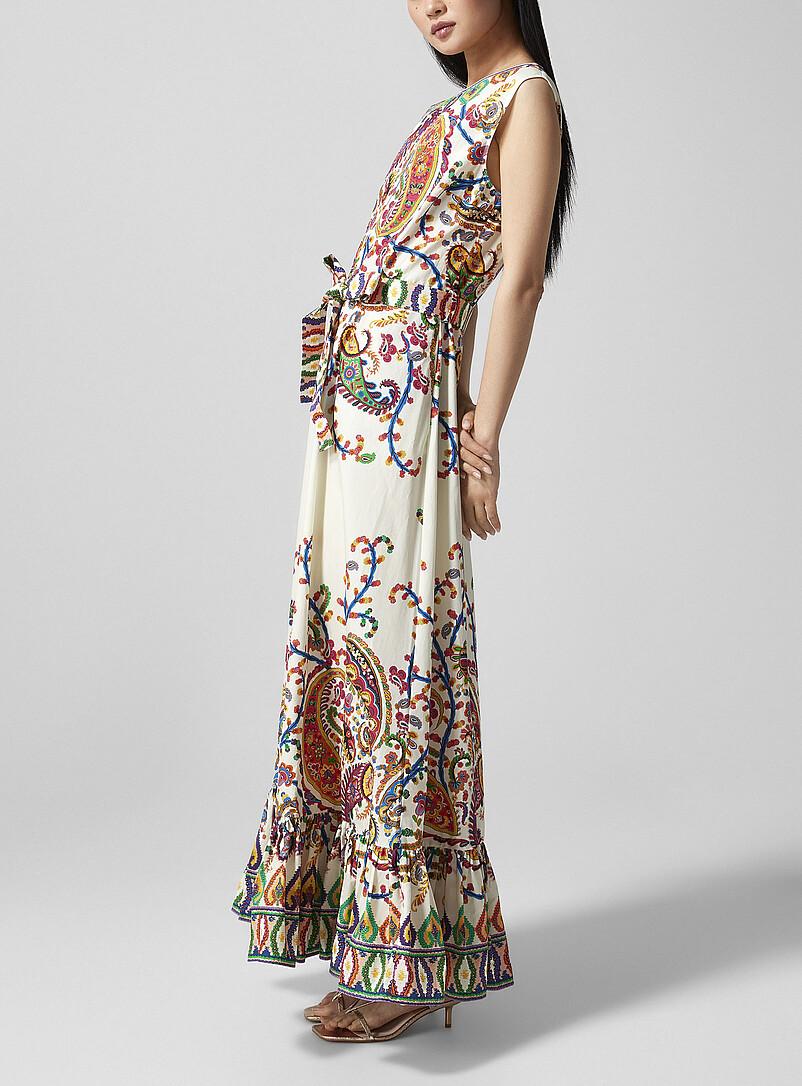Etro: La robe &agrave; ceinture en popeline pur coton Assorti pour femme