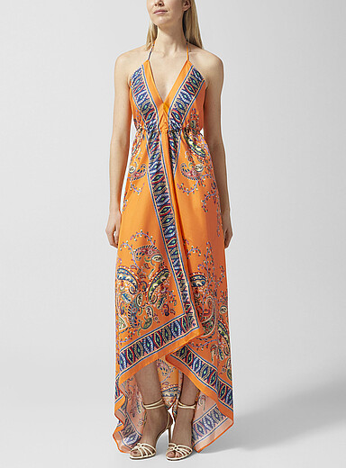 La robe &agrave; licou paisley pure soie