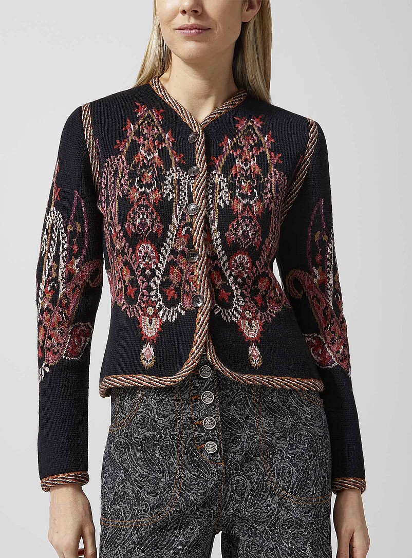 Jacquard Paisley Wool Cardigan