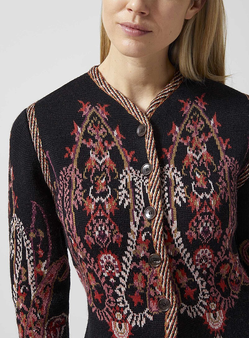 Jacquard paisley wool cardigan product image 2