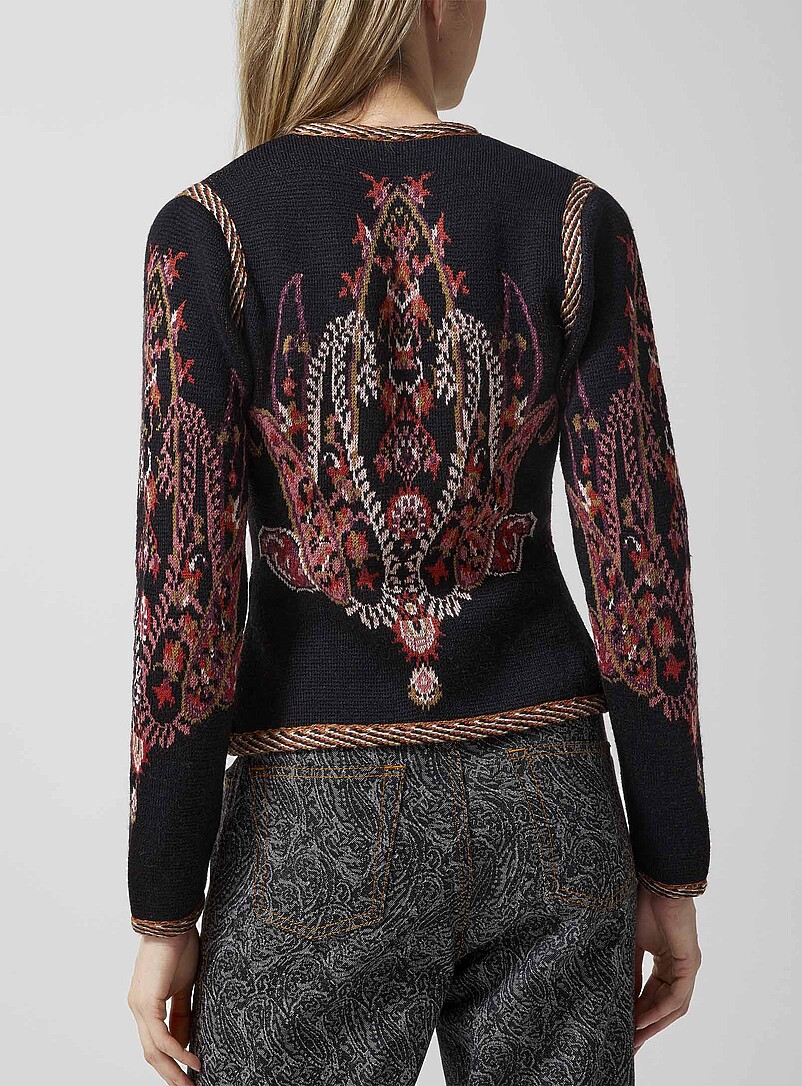 Jacquard paisley wool cardigan product image 3