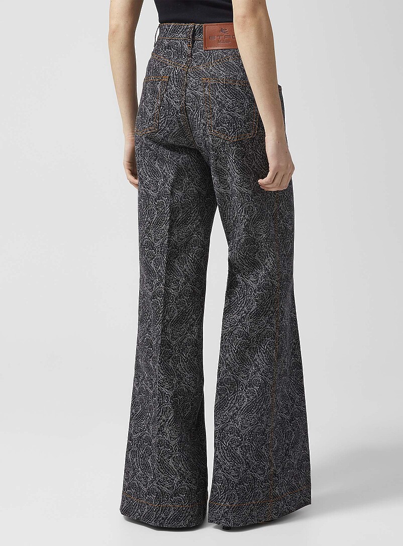 Paisley pattern flared-leg blue jean product image 3