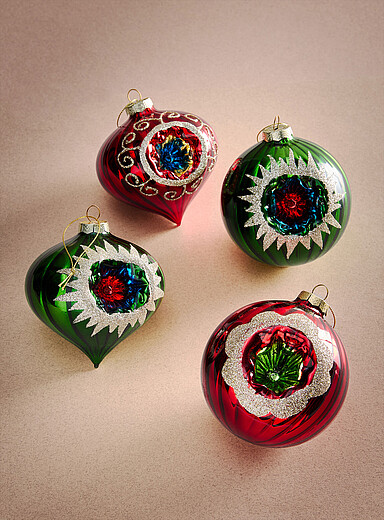 Les ornements boule vintage en verre  Ensemble de 4 <b>Collection de No&euml;l</b>
