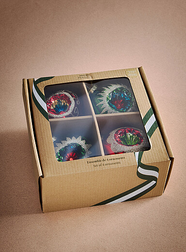 Les ornements boule vintage en verre  Ensemble de 4 <b>Collection de No&euml;l</b>