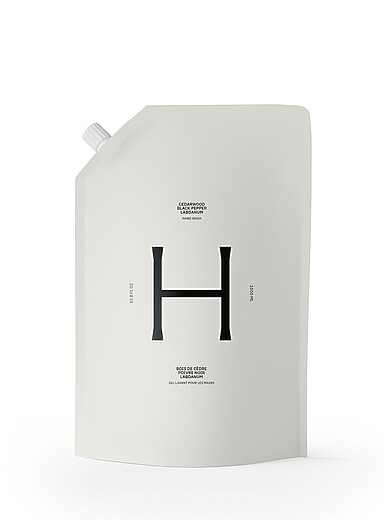 La recharge de savon &agrave; mains c&egrave;dre, poivre noir et labdanum