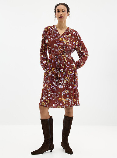 Paisley garden silky belted dress