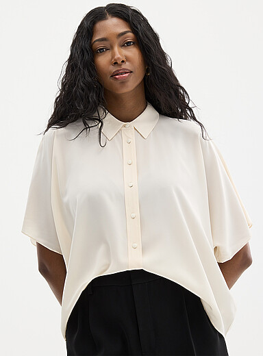 La blouse soyeuse coupe carr&eacute;e