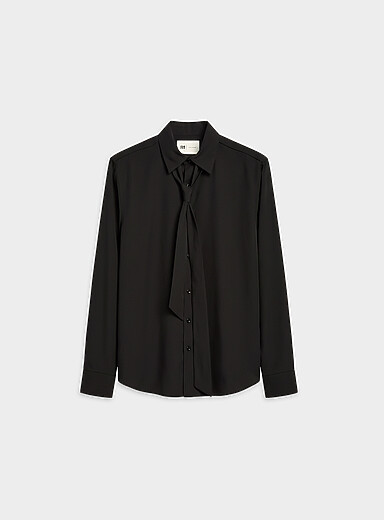 Le 31: La chemise col lavalli&egrave;re touche de soie <b>Capsule Le 31 Studio</b> Noir pour homme