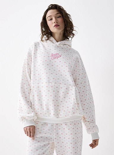 Happy Camp3r: Le kangourou molleton minifleurs Blanc &agrave; motifs pour femme