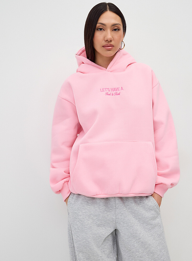Happy Camp3r Pink Heart to Heart fleece hoodie for women
