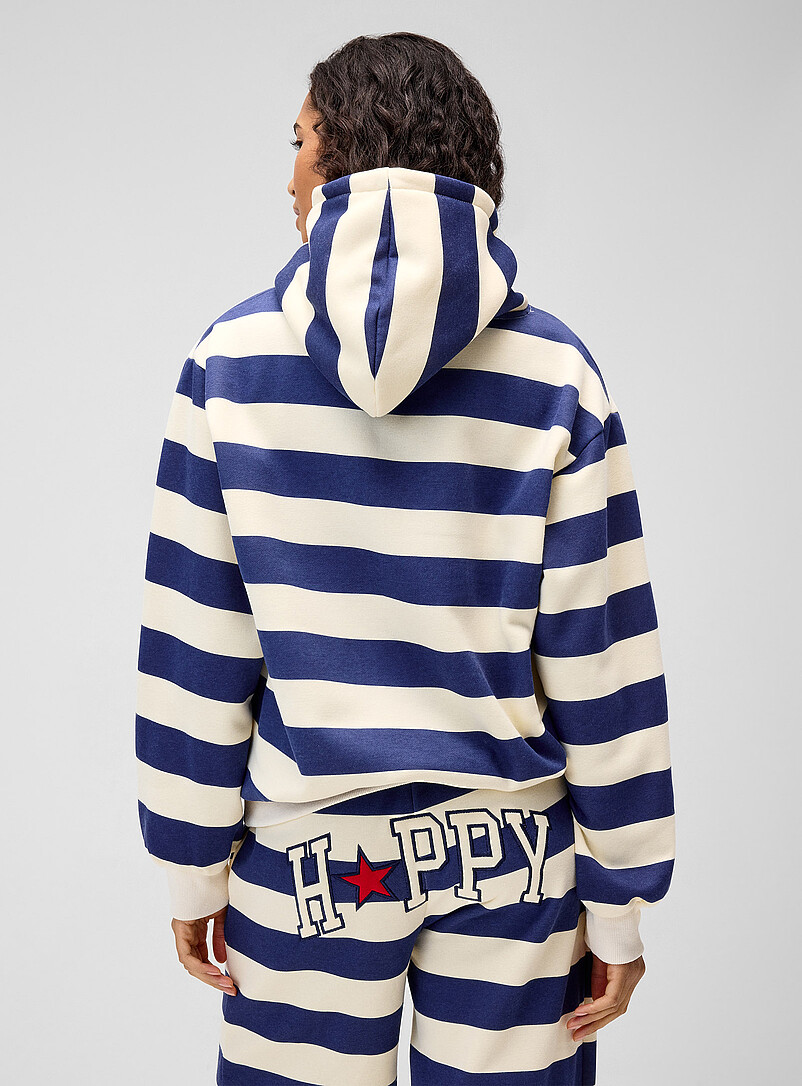 Happy indigo striped hoodie | Happy Camp3r | Women's Sweatshirts