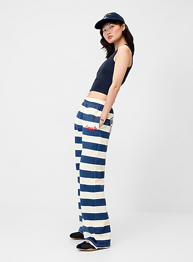 Happy indigo striped fleece pant