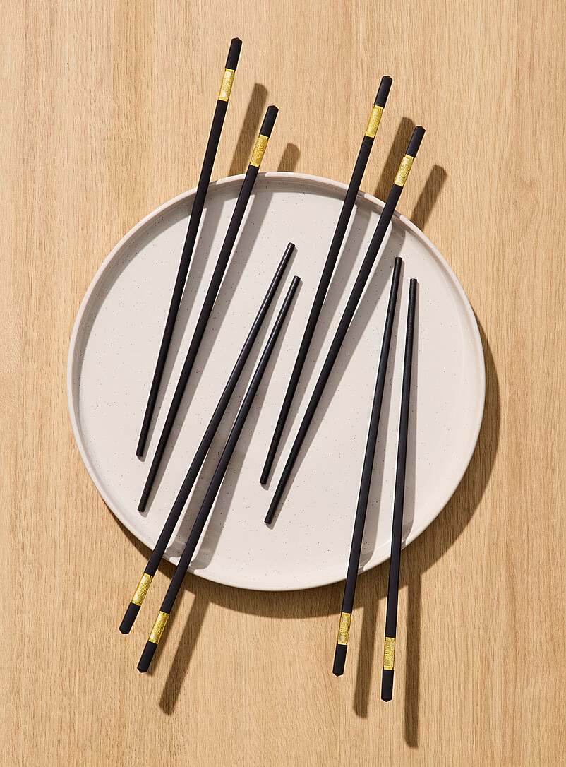 Golden details reusable chopsticks Set of 4 pairs product image (primary)