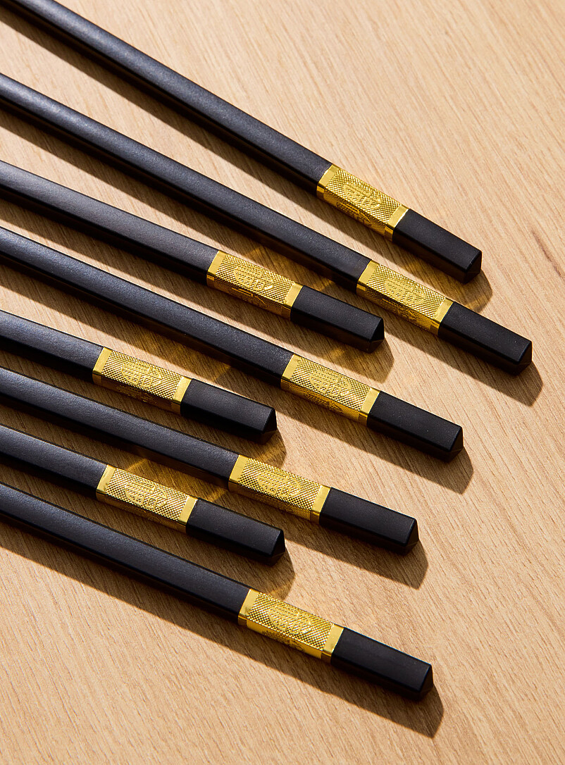 Golden details reusable chopsticks Set of 4 pairs product image 2