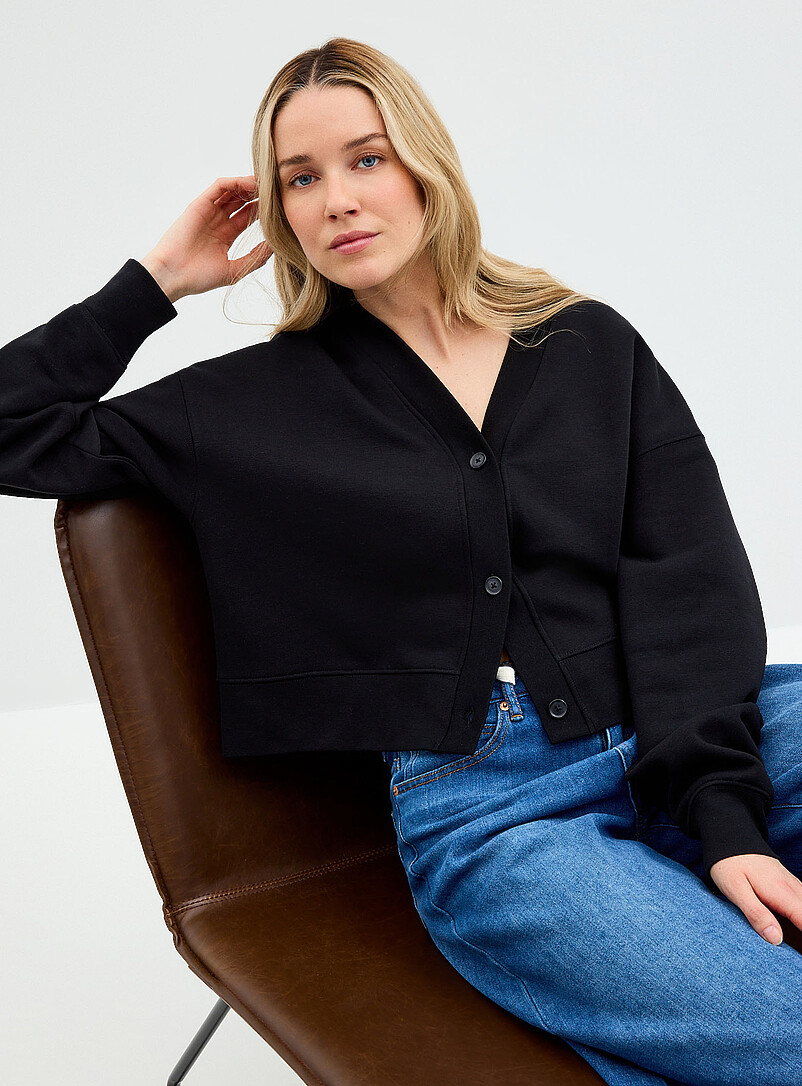 Fleece-lined boxy-fit cardigan | Contemporaine | Women's