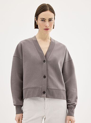 Fleece-lined boxy-fit cardigan