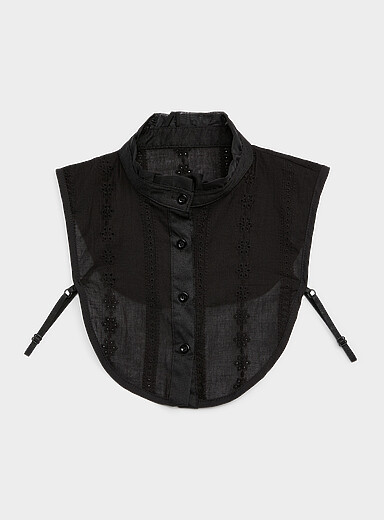 Mock neck openwork faux collar