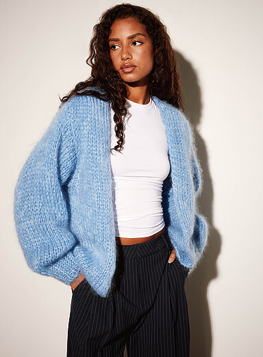 Twik Blue Mohair open cardigan <b>Exclusive collection from Italy</b> for women