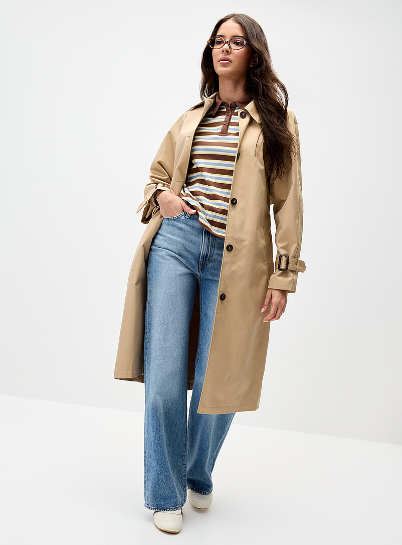 Levi's: Le long trench ceintur&eacute; Beige cr&egrave;me pour femme