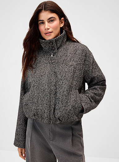 Le blouson chevrons col chemin&eacute;e